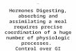 Hormones Digesting, absorbing and assimilating a meal requires precise coordination of a huge number of physiologic processes. Control over GI functions