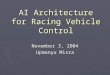 AI Architecture for Racing Vehicle Control November 3, 2004 Upmanyu Misra