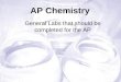 AP Chemistry General Labs that should be completed for the AP
