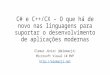 C# e C++/CX – O que há de novo nas linguagens para suportar o desenvolvimento de aplicações modernas Elemar Júnior (@elemarjr) Microsoft Visual C# MVP