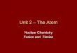 Unit 2 – The Atom Nuclear Chemistry Fusion and Fission