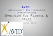 AVID (Advancement Via Individual Determination) Overview for Parents & Staff RCOE Fall 2014