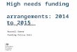 High needs funding arrangements: 2014 to 2015 Briefing for academies Russell Ewens Funding Policy Unit