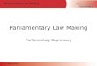 Parliamentary Supremacy Parliamentary Law Making © The Law Bank Parliamentary Law Making Parliamentary Supremacy 1