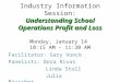 Understanding School Operations Profit and Loss Industry Information Session: Understanding School Operations Profit and Loss Monday, January 14 10:15