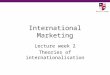 International Marketing Lecture week 2 Theories of internationalisation