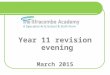 Year 11 revision evening March 2015. Outcomes of the evening: Looking at how to plan revision effectively. Identifying useful revision strategies. Looking