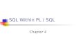SQL Within PL / SQL Chapter 4. 2 SQL Within PL / SQL SQL Statements DML in PL / SQL Pseudocolums Transaction Control