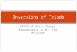NCVPS AP Music Theory Presentation by Dr. Tom Moncrief Inversions of Triads