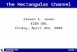 Louisiana Tech University Ruston, LA 71272 Slide 1 The Rectangular Channel Steven A. Jones BIEN 501 Friday, April 4th, 2008