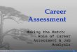 Making the Match: Role of Career Assessment & Job Analysis 1