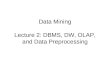 Data Mining Lecture 2: DBMS, DW, OLAP, and Data Preprocessing