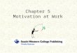 Chapter 5 Motivation at Work Motivation Willingness to exert high levels of effort toward organizational goals. Conditioned by the effort’s ability to