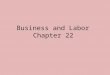 Business and Labor Chapter 22. 1 st Type of Business: Proprietorships -The most common form of business organization in the US is the *sole proprietorship,