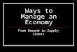 Ways to Manage an Economy From Demand to Supply Siders