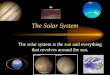 The Solar System The solar system is the sun and everything that revolves around the sun