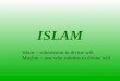 ISLAM Islam ~ submission to divine will Muslim ~ one who submits to divine will