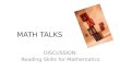 MATH TALKS DISCUSSION: Reading Skills for Mathematics