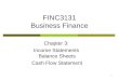 1 FINC3131 Business Finance Chapter 3: Income Statements Balance Sheets Cash Flow Statement