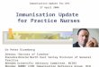 Immunisation Update for Practice Nurses Dr Peter Eizenberg Director, ‘Doctors of Ivanhoe’ Executive Director, North East Valley Division of General Practice