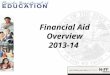 Financial Aid Overview 2013-14. Goals  By the end of this workshop, you will be able to:  Define Financial Aid  Understand the Financial Aid Process