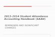 REMINDERS AND SIGNIFICANT CHANGES 2013–2014 Student Attendance Accounting Handbook (SAAH) 1