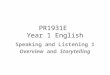 PR1931E Year 1 English Speaking and Listening 1 Overview and Storytelling