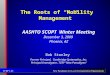 The Roots of “Mobility Management” AASHTO SCOPT Winter Meeting December 3, 2009 Phoenix, AZ Bob Stanley Former Principal, Cambridge Systematics, Inc. Principal