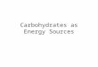 Carbohydrates as Energy Sources. Practical Considerations 1.Carbohydrates are consumed as cereal grains, by products, milk products 2. Provide considerable