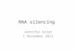 RNA silencing Jennifer Grier 1 November 2012. Overview Timing Mechanisms Long non-coding RNA – Xist – Air – HOTAIR Short non-coding RNA – siRNA – miRNA