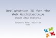 Declarative 3D for the Web Architecture Web3D 2012 Workshop Johannes Behr, Kristian Sons