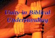 Unity in Biblical Understanding Tony E. Denton, 1/07. ASiteForTheLord.com