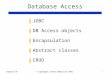 Chapter 101© copyright Janson Industries 2011 Database Access ▮ JDBC ▮ DB Access objects ▮ Encapsulation ▮ Abstract classes ▮ CRUD