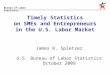 Bureau of Labor Statistics Timely Statistics on SMEs and Entrepreneurs in the U.S. Labor Market James R. Spletzer U.S. Bureau of Labor Statistics October