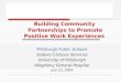 Building Community Partnerships to Promote Positive Work Experiences Pittsburgh Public Schools Sodexo Campus Services University of Pittsburgh Allegheny