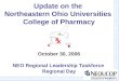 Update on the Northeastern Ohio Universities College of Pharmacy October 30, 2006 NEO Regional Leadership Taskforce Regional Day