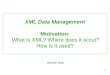 1 XML Data Management Motivation: What is XML? Where does it occur? How is it used? Werner Nutt