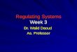 Regulating Systems Week 3 Dr. Walid Daoud As. Professor