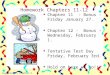Key concepts chapters 9 – 12! Homework Chapters 11-12 u Chapter 11 - Bonus - Friday January 27. u Chapter 12 - Bonus – Wednesday, February 1. u Tentative