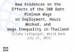 New Evidences on the Effects of the 300 Baht Minimum Wage on Employment, Hours Worked, and Wage Inequality in Thailand Dilaka Lathapipat, World Bank July