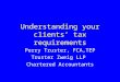 Understanding your clients’ tax requirements Perry Truster, FCA,TEP Truster Zweig LLP Chartered Accountants