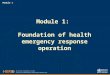 Module 1 Module 1: Foundation of health emergency response operation