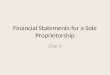 Financial Statements for a Sole Proprietorship Chpt 9