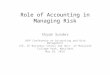 Role of Accounting in Managing Risk Shyam Sunder JAPP Conference on Accounting and Risk Management LSE, IE Business School and Univ. of Maryland College
