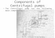 Components of Centrifugal pumps The Centrifugal pump has the following main components: