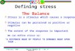 February, 2001Stress Module II - Dr. P. Boelens Defining stress The Balance  Stress is a stimulus which causes a response  Stimulus can be perceived