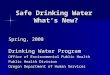 Safe Drinking Water What’s New? Spring, 2008 Drinking Water Program Office of Environmental Public Health Public Health Division Oregon Department of Human