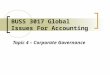 BUSS 3017 Global Issues For Accounting Topic 4 – Corporate Governance