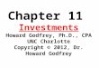 Chapter 11 Investments Howard Godfrey, Ph.D., CPA UNC Charlotte Copyright © 2012, Dr. Howard Godfrey