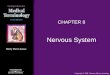 Nervous System CHAPTER 8. 2 Nervous System Overview Nervous System –Brain –Spinal cord –Nerves Functions of nervous system –Regulates and coordinates